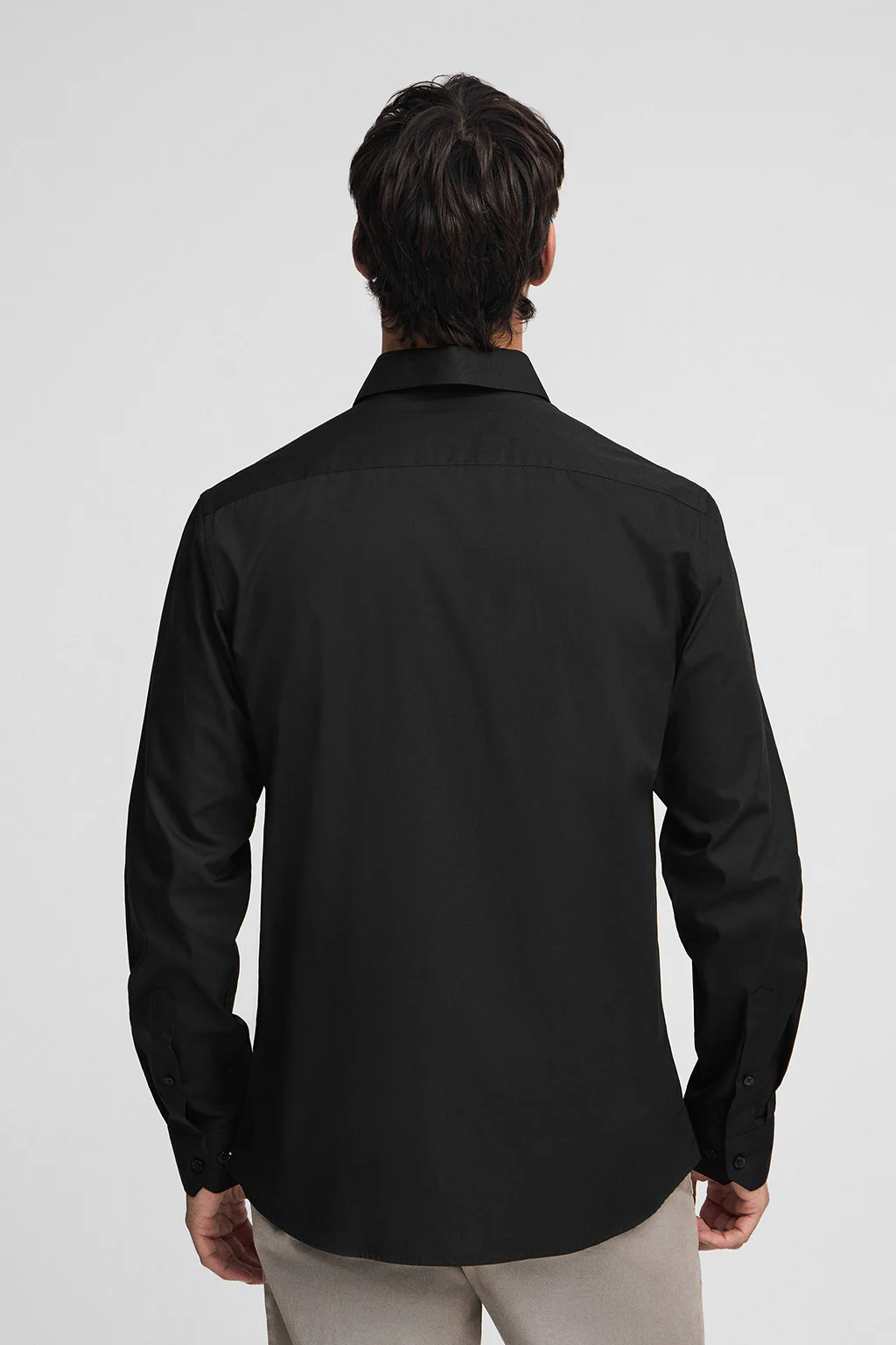 Camisa negra de poplin y corte slim con logo Rigby Go - Image 4