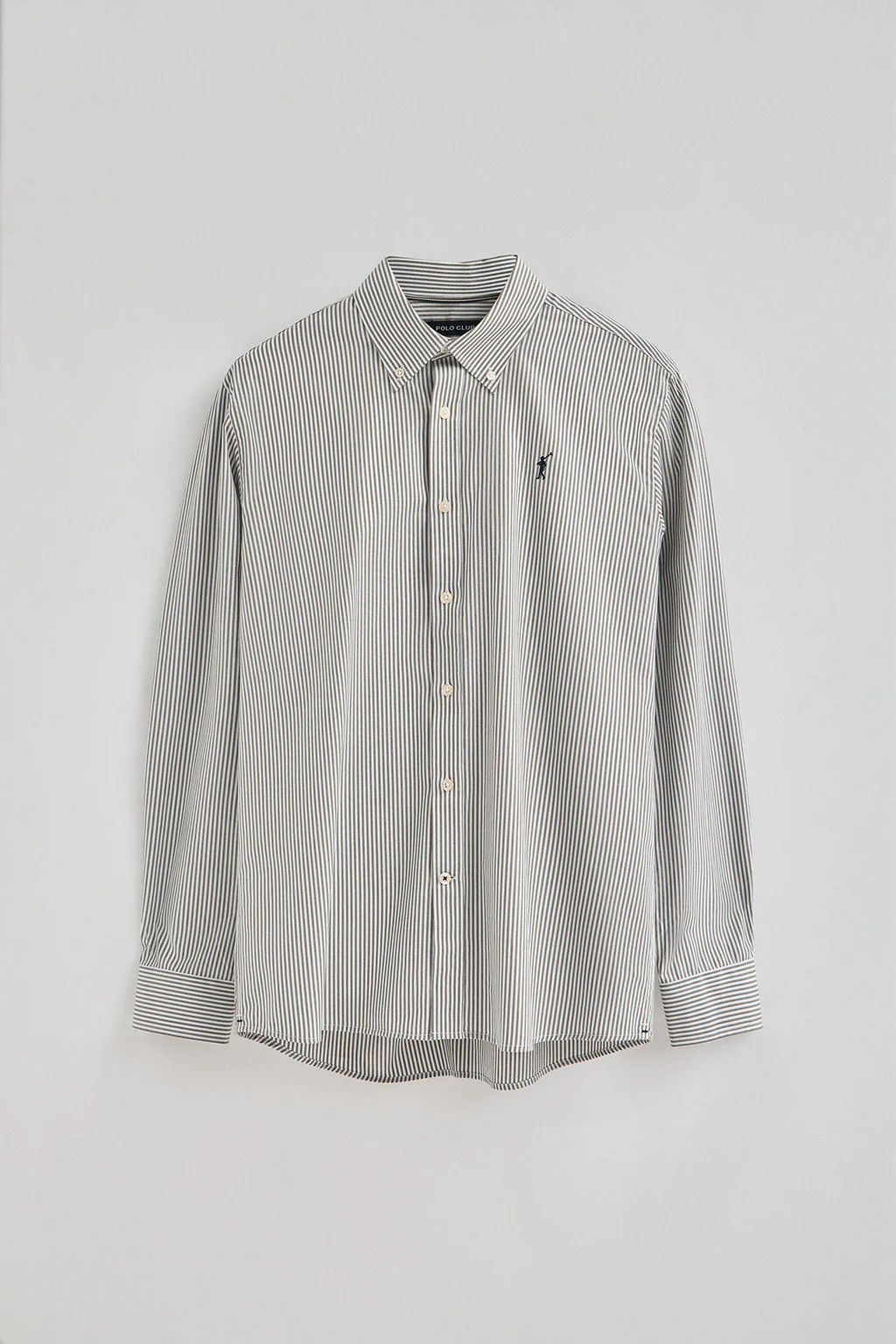 Camisa verde militar de rayas y corte regular con logo Rigby Go - Image 7
