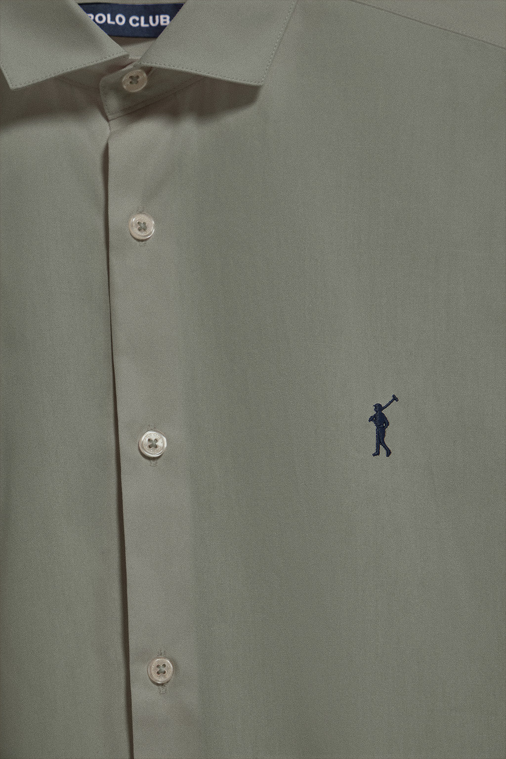 Camisa slim de popelín caqui con logo bordado Rigby Go - Image 10