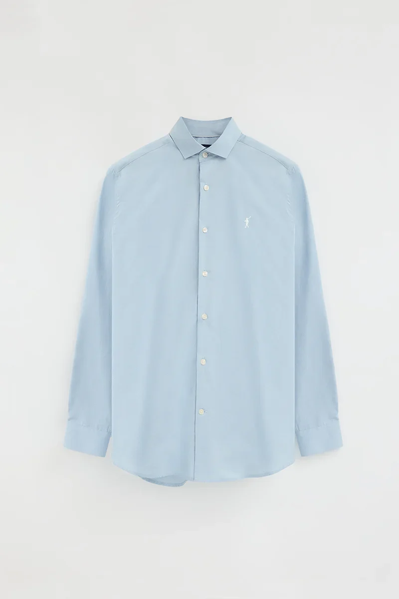Camisa azul claro de corte slim con logo Rigby Go - Image 5
