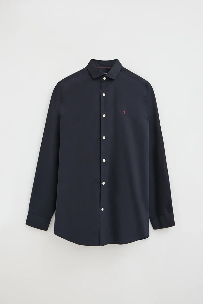 Camisa azul marino de corte slim con logo Rigby Go - Image 10