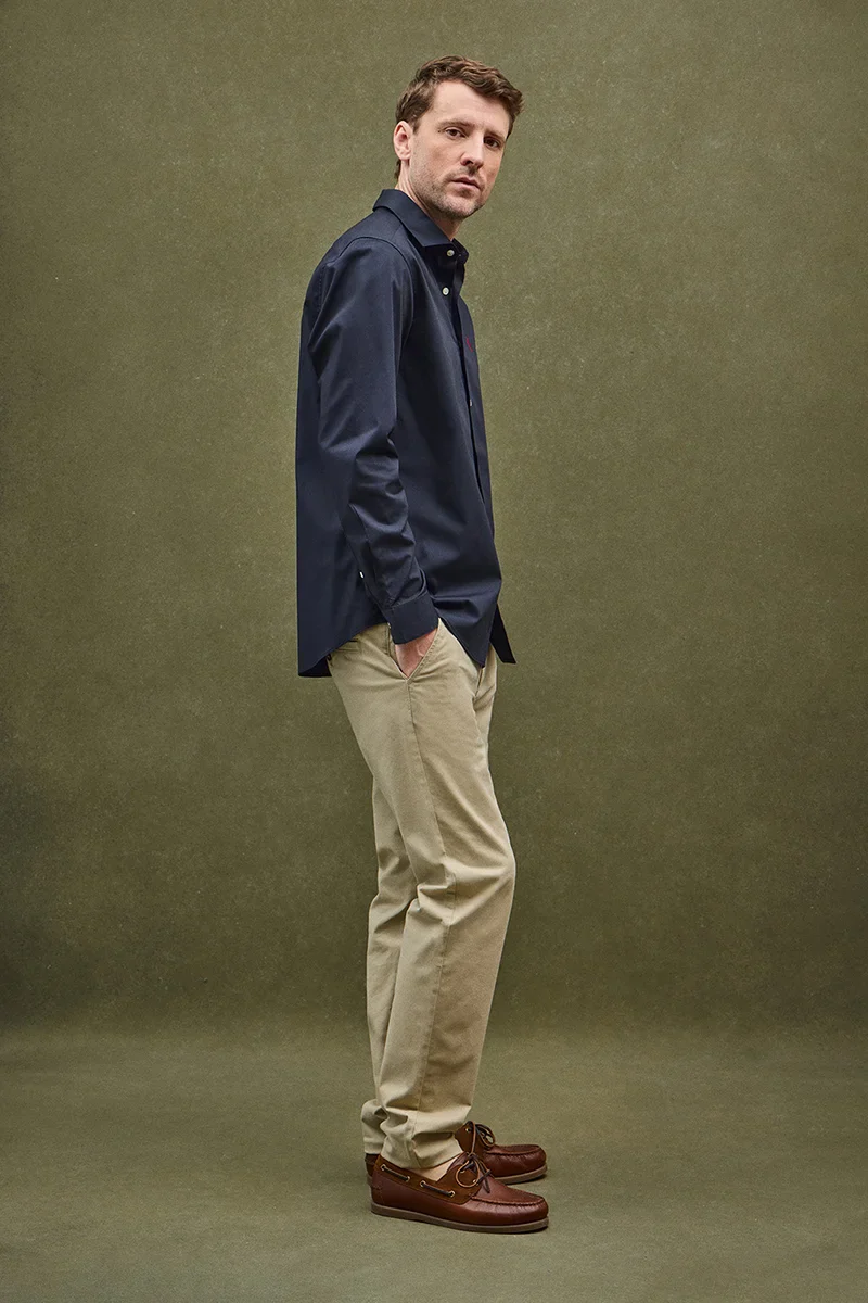 Camisa azul marino de corte slim con logo Rigby Go - Image 4
