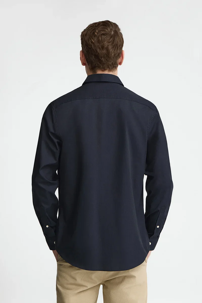 Camisa azul marino de corte slim con logo Rigby Go - Image 5