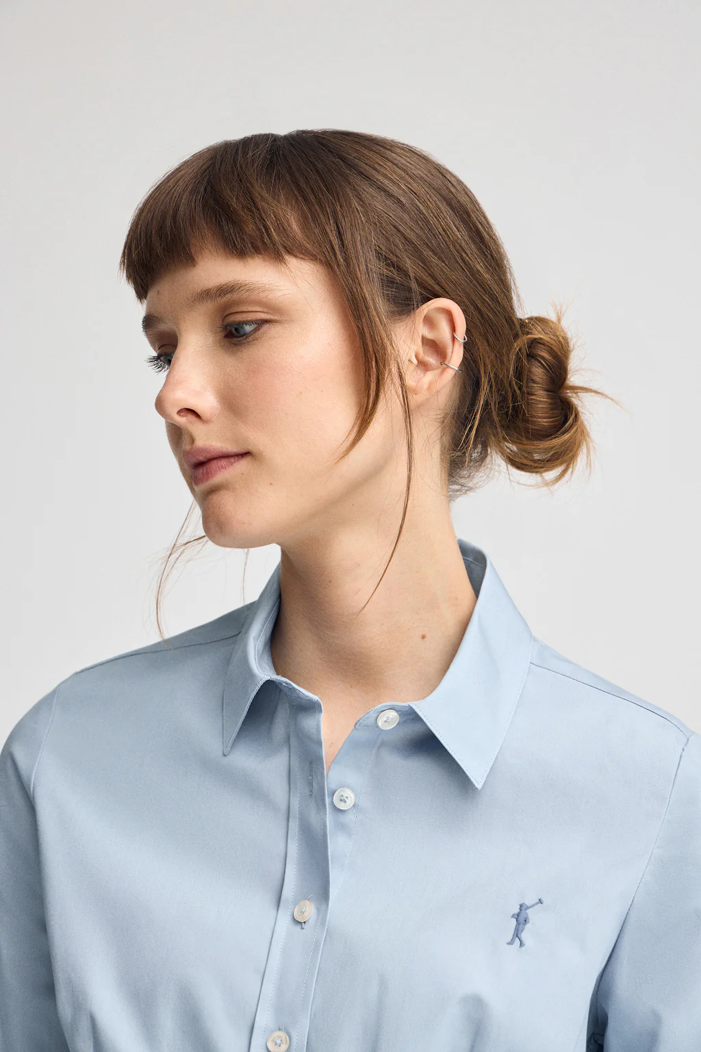 Camisa azul celeste de corte slim con logo Rigby Go - Image 2