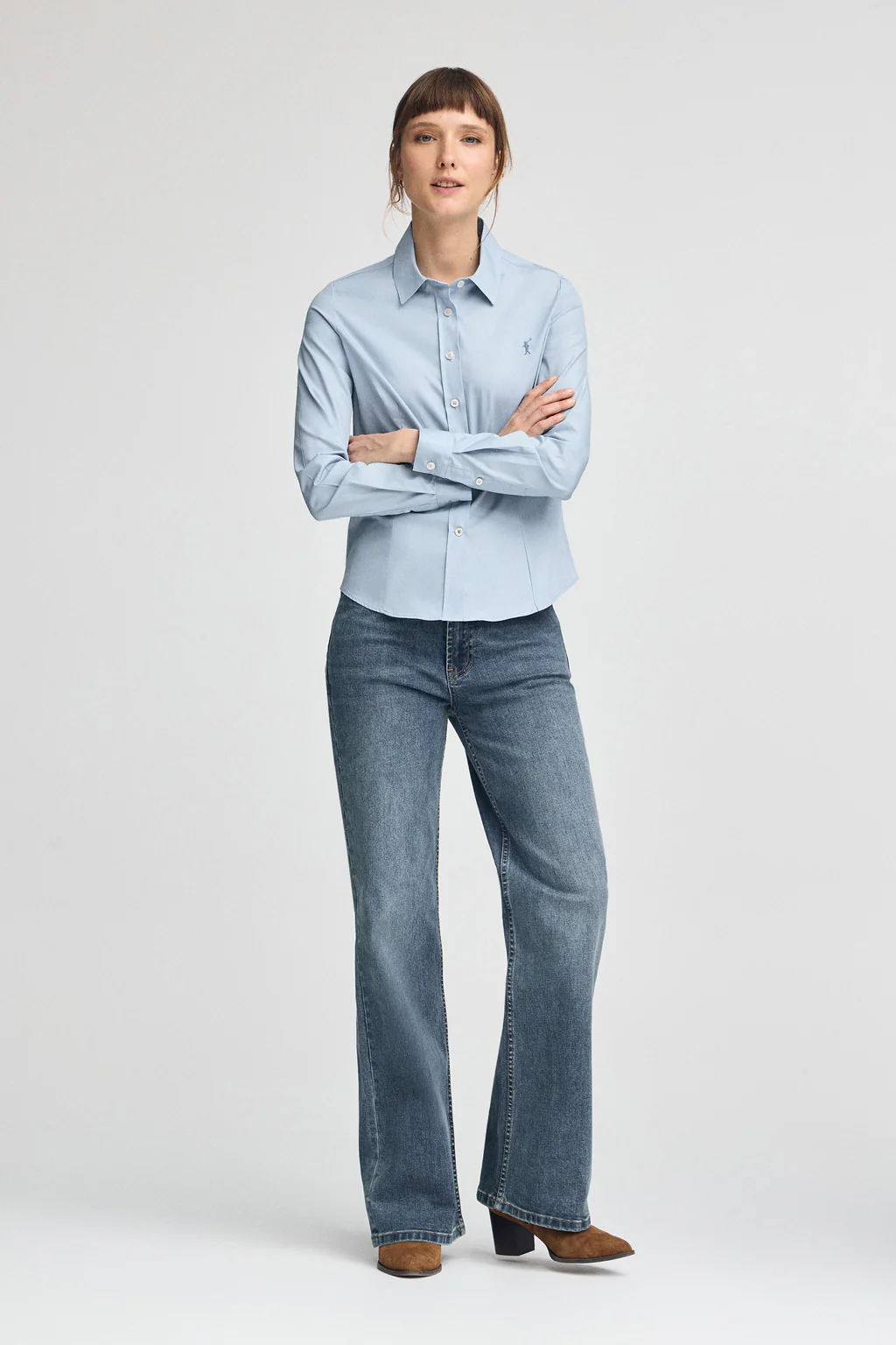 Camisa azul celeste de corte slim con logo Rigby Go - Image 3