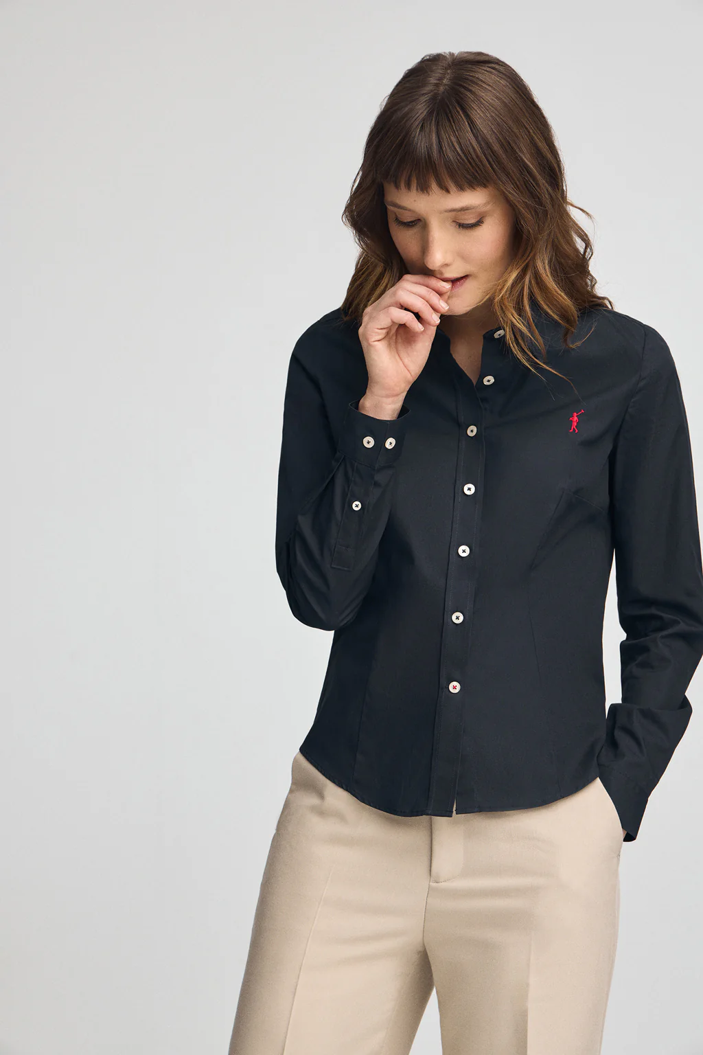 Camisa azul marino de corte slim con logo Rigby Go