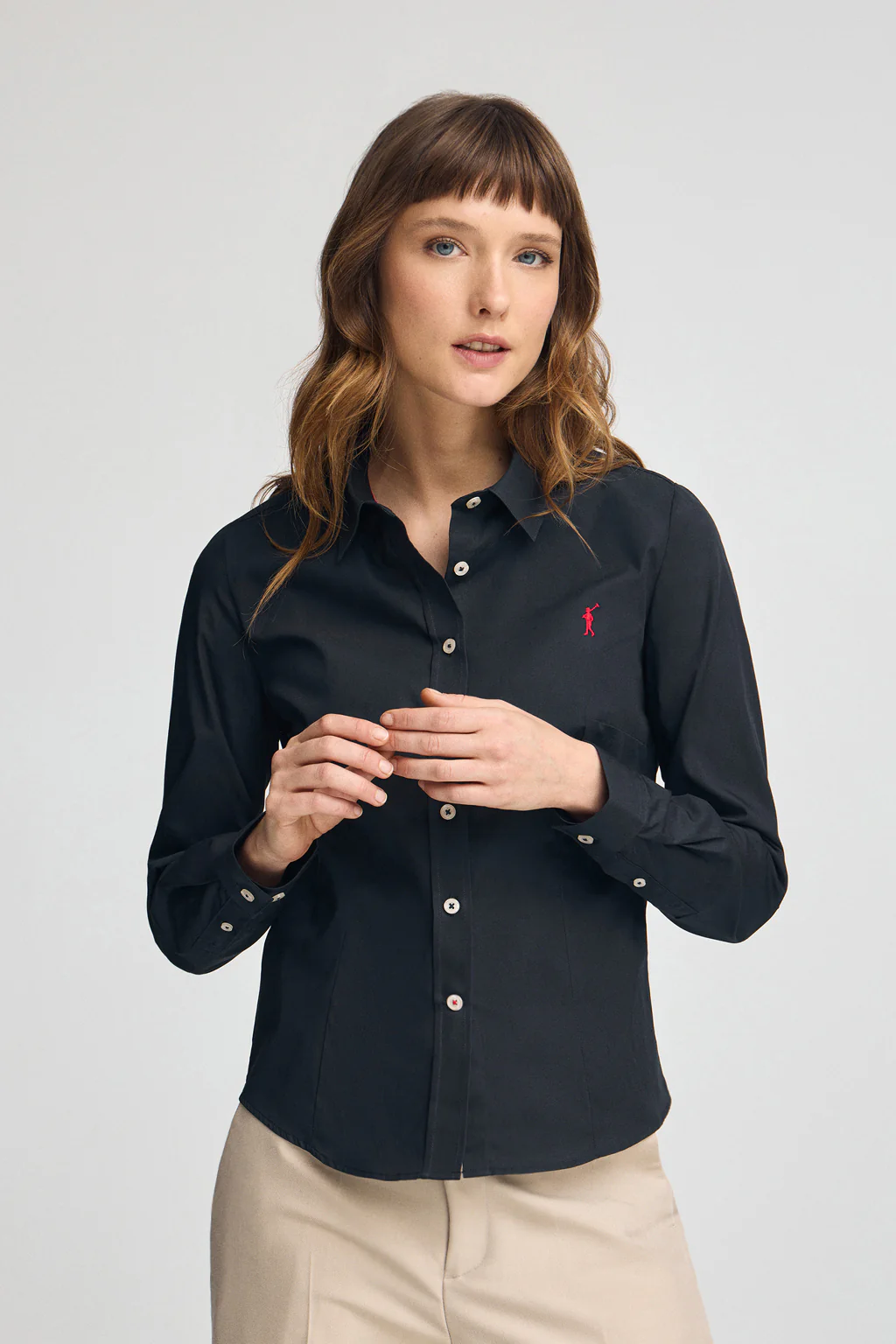 Camisa azul marino de corte slim con logo Rigby Go - Image 3