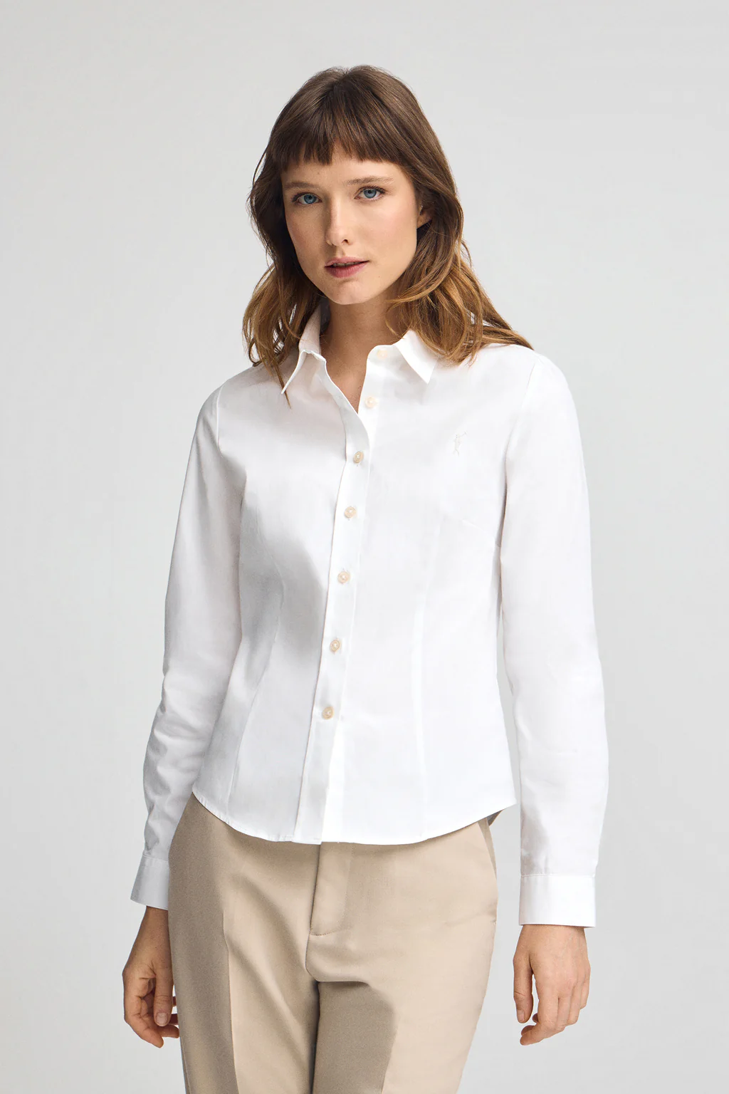 Camisa blanca de corte slim con logo Rigby Go
