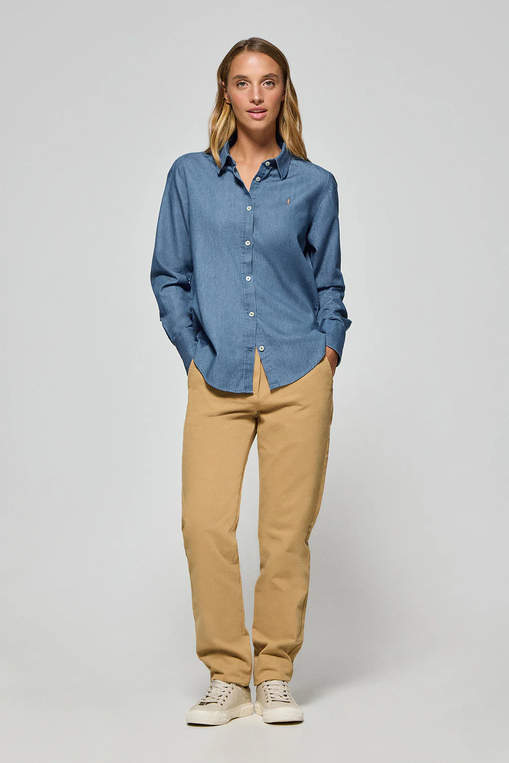 Camisa denim regular fit con logo bordado Rigby Go - Image 3