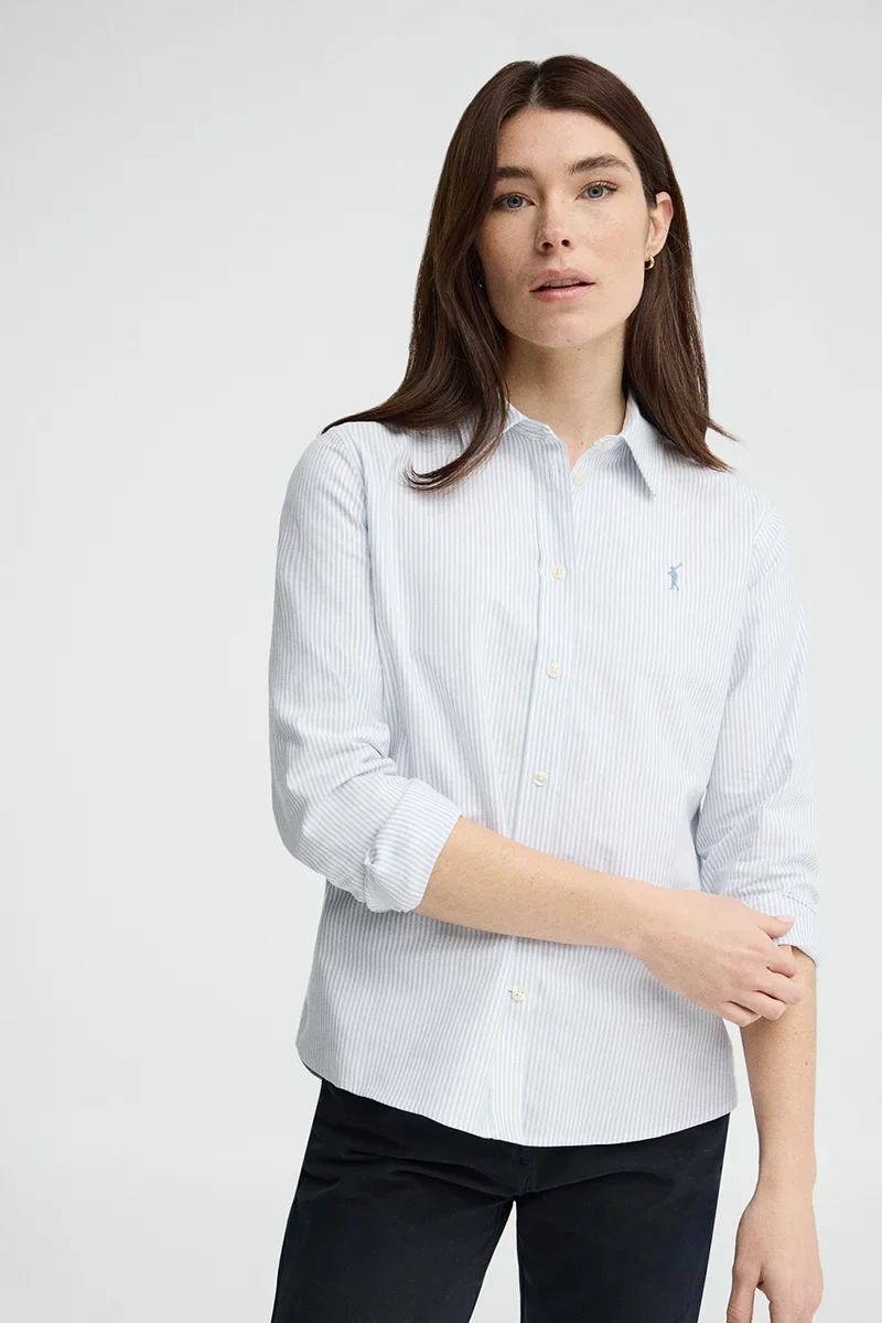 Camisa oxford de rayas azul de corte regular con bordado Rigby Go - Image 2