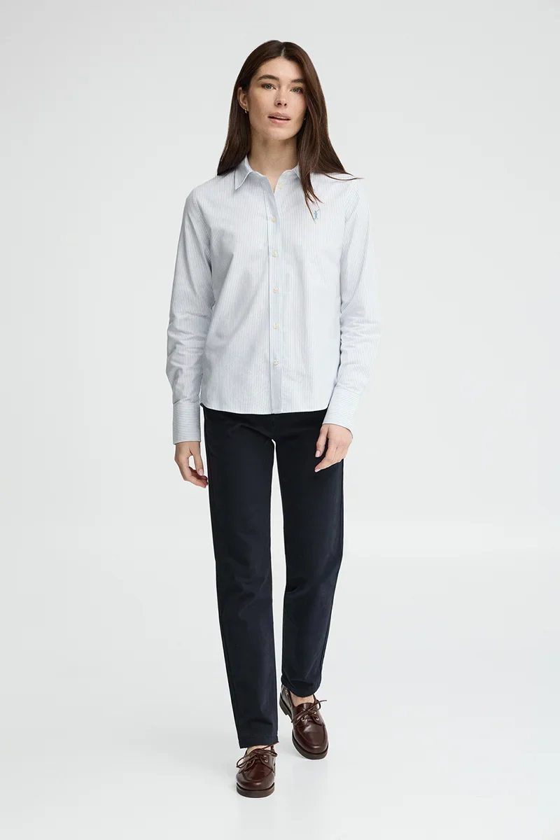 Camisa oxford de rayas azul de corte regular con bordado Rigby Go - Image 4