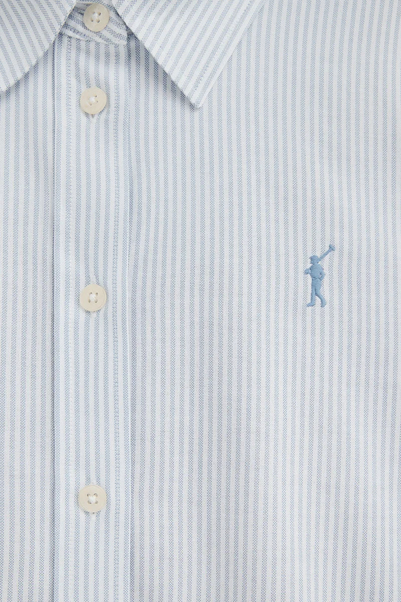Camisa oxford de rayas azul de corte regular con bordado Rigby Go - Image 7