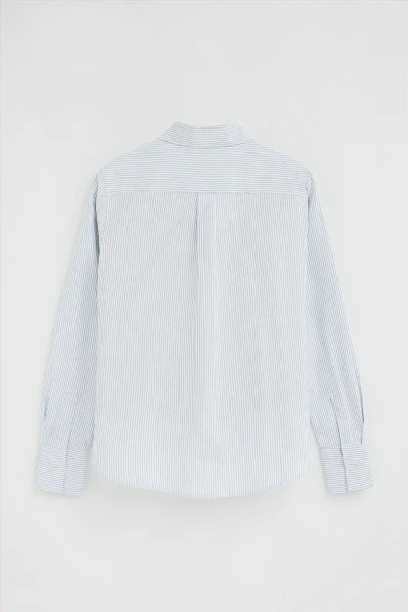 Camisa oxford de rayas azul de corte regular con bordado Rigby Go - Image 8