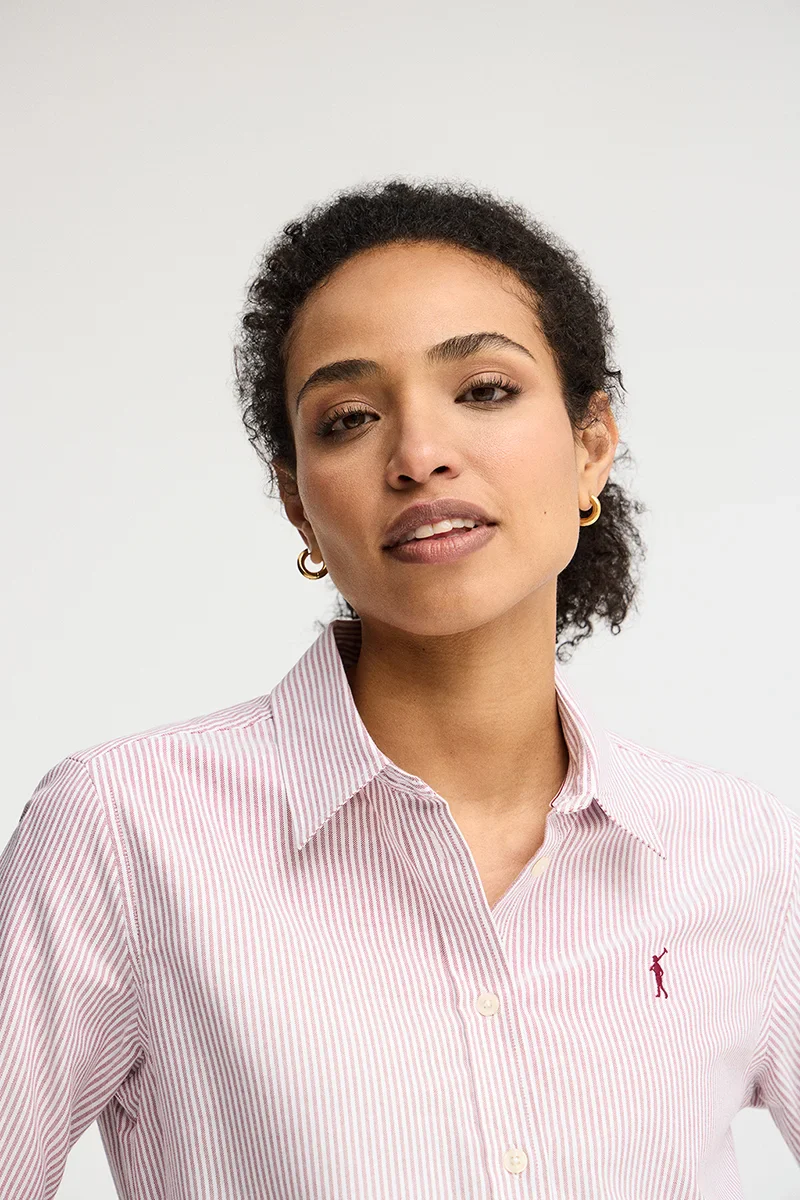 Camisa oxford de rayas granate de corte regular con bordado Rigby Go - Image 2