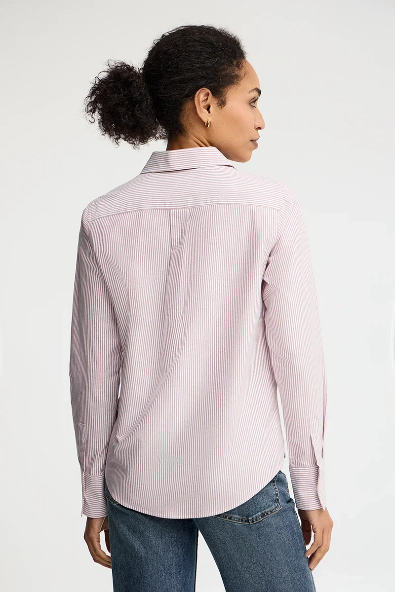 Camisa oxford de rayas granate de corte regular con bordado Rigby Go - Image 4