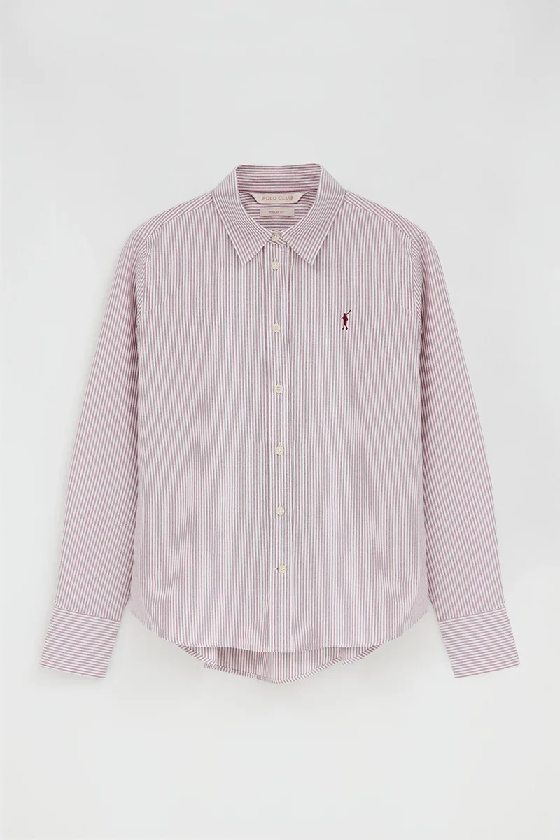 Camisa oxford de rayas granate de corte regular con bordado Rigby Go - Image 5