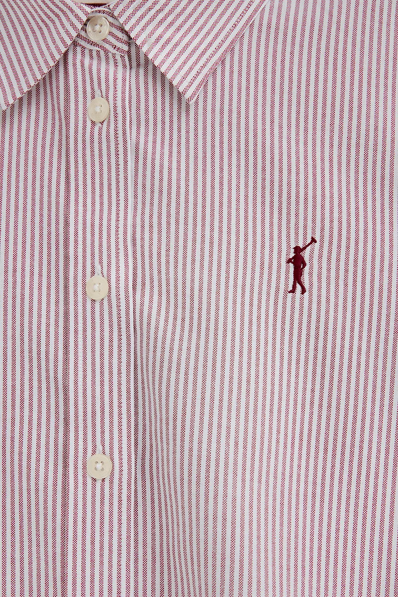 Camisa oxford de rayas granate de corte regular con bordado Rigby Go - Image 6