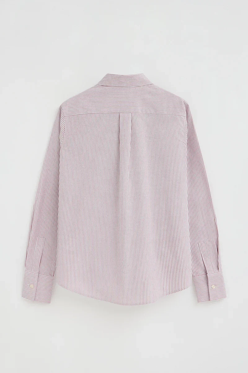 Camisa oxford de rayas granate de corte regular con bordado Rigby Go - Image 7