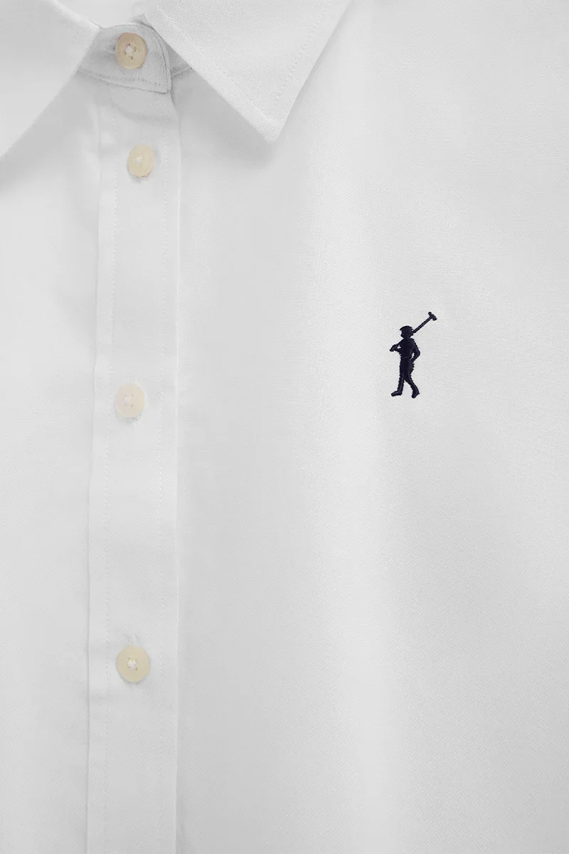 Camisa oxford blanca de corte regular con bordado Rigby Go - Image 7