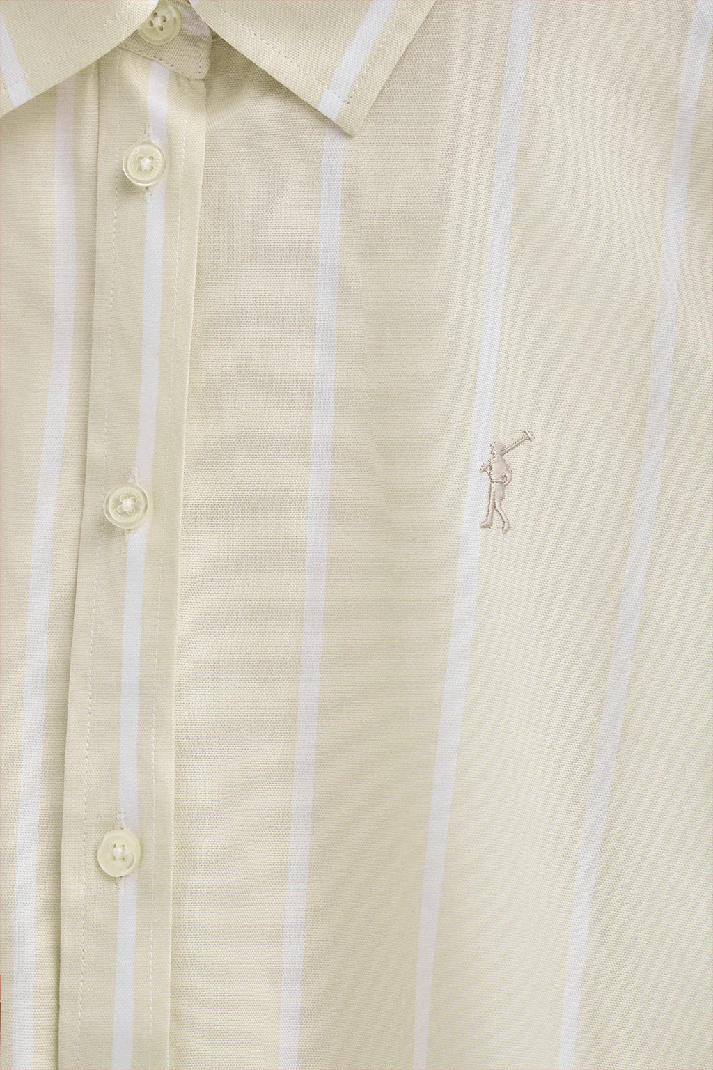Camisa de rayas beige de corte relajado con logo Rigby Go - Image 6