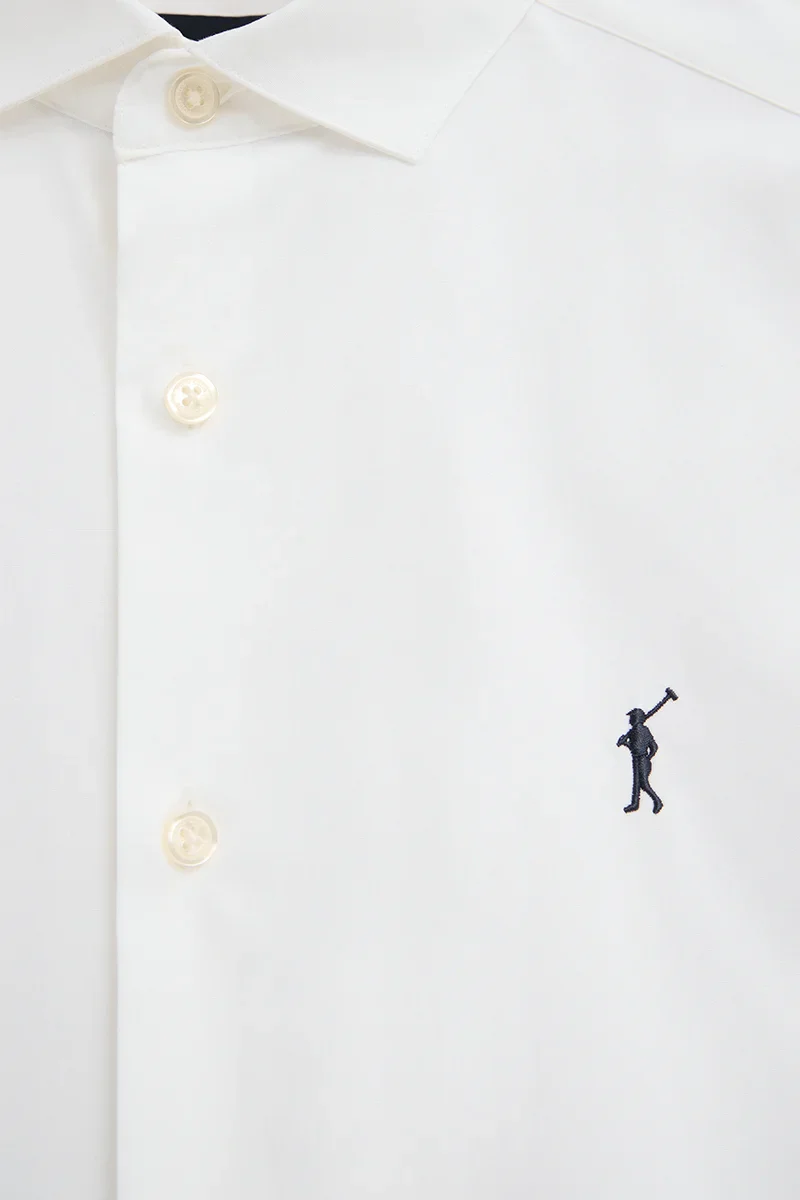 Camisa blanca de corte slim con logo Rigby Go - Image 7