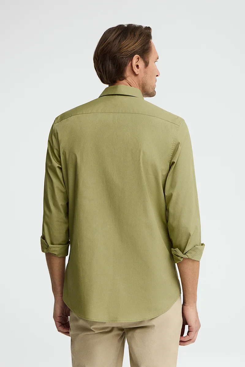 Camisa verde hoja de corte slim con logo Rigby Go - Image 4