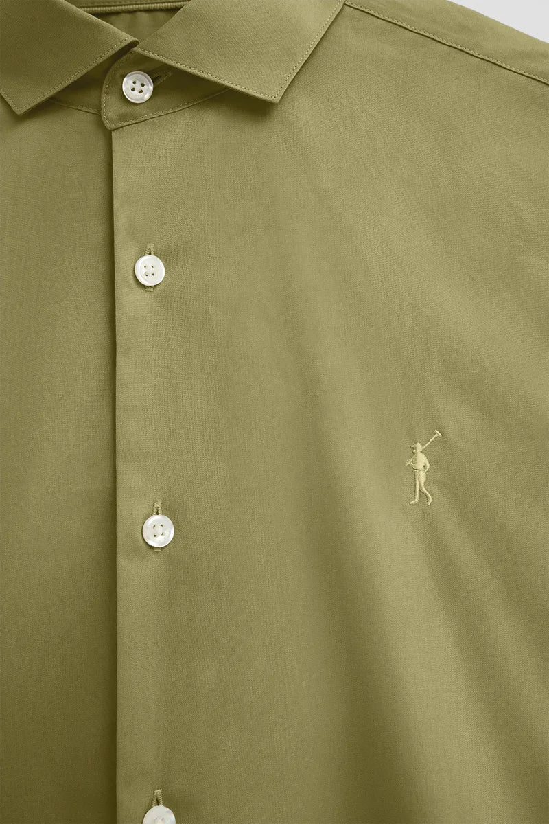 Camisa verde hoja de corte slim con logo Rigby Go - Image 6