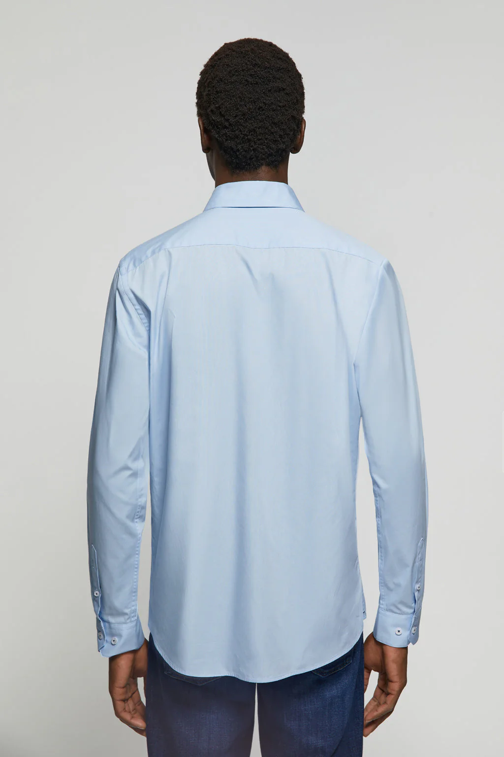 Camisa Slim de popelín azul celeste con logo Rigby Go - Image 4