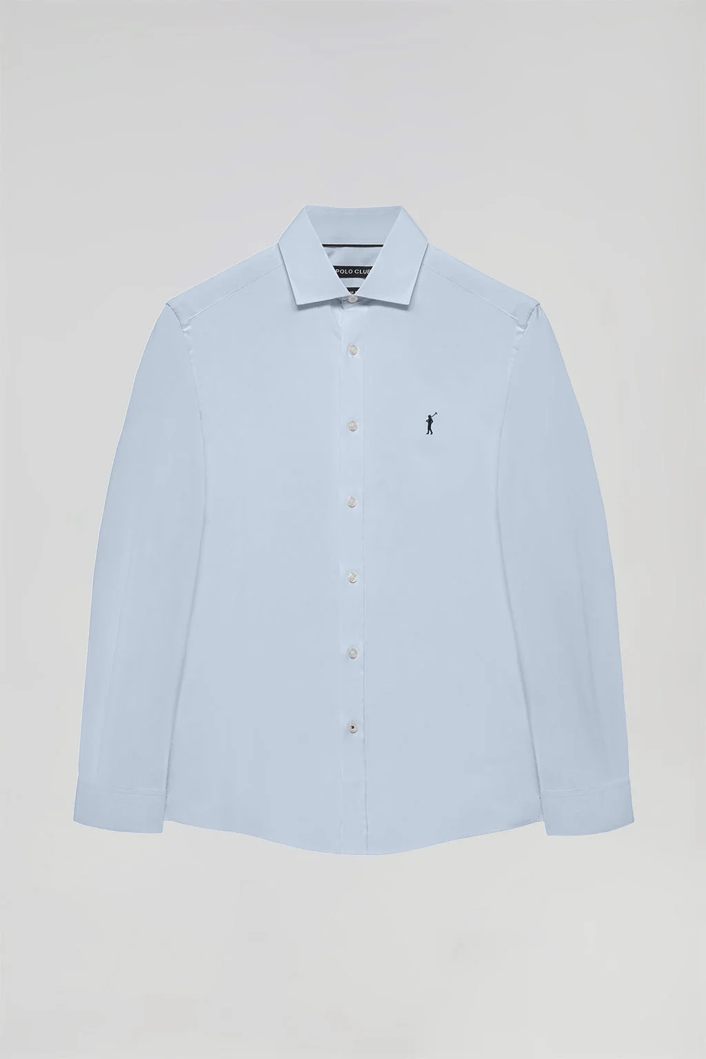 Camisa Slim de popelín azul celeste con logo Rigby Go - Image 5