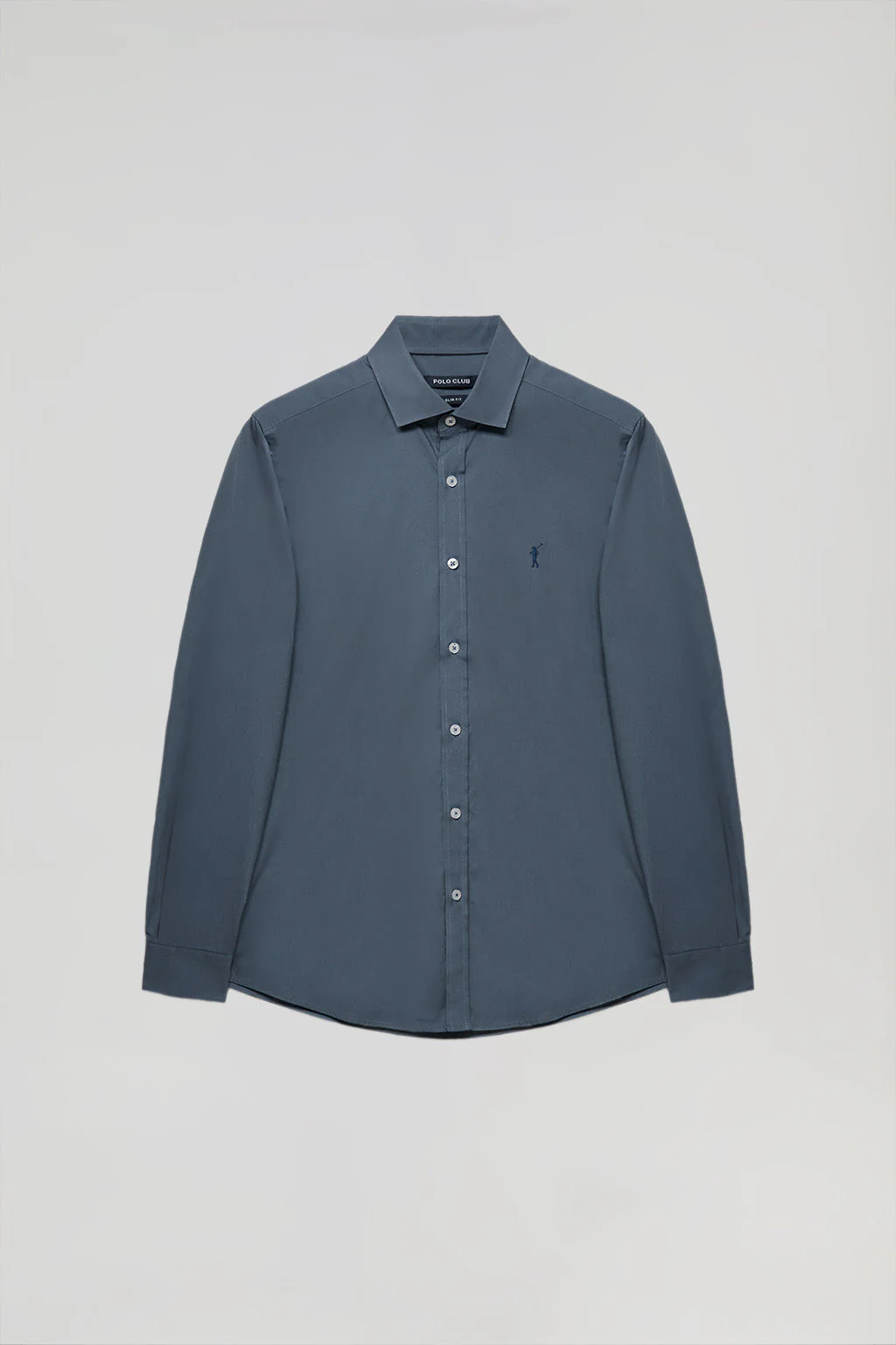 Camisa Slim de popelín azul denim con logo Rigby Go - Image 10