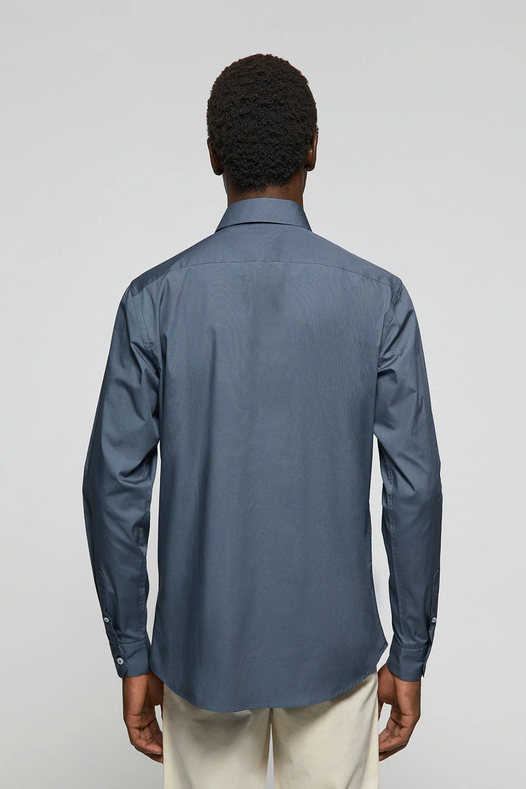 Camisa Slim de popelín azul denim con logo Rigby Go - Image 4