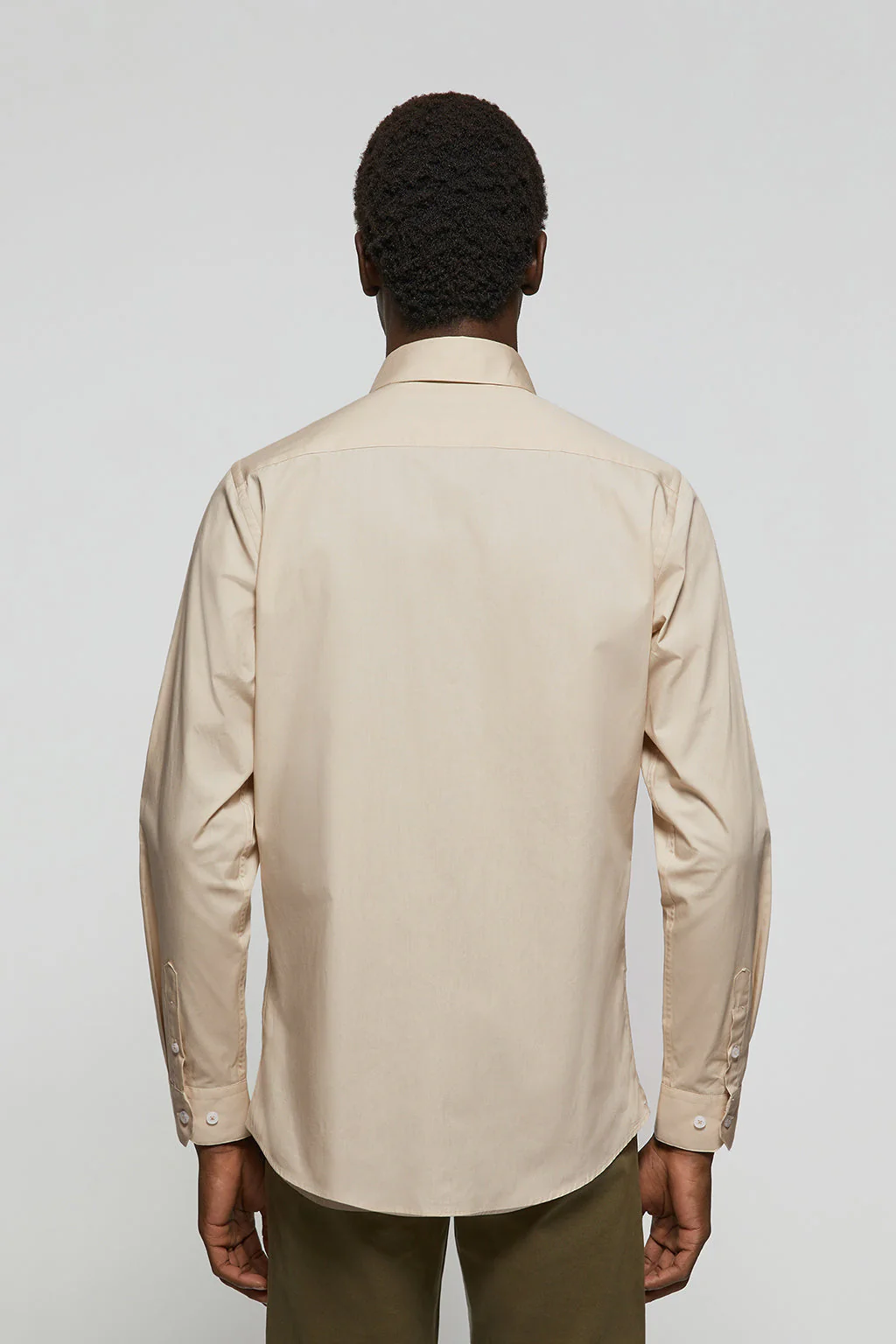Camisa Slim de popelín beige con logo Rigby Go - Image 4