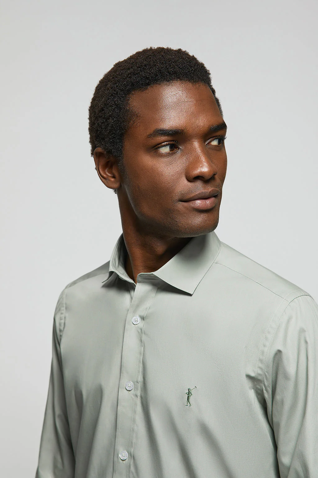 Camisa Slim de popelín verde jade con logo Rigby Go - Image 3