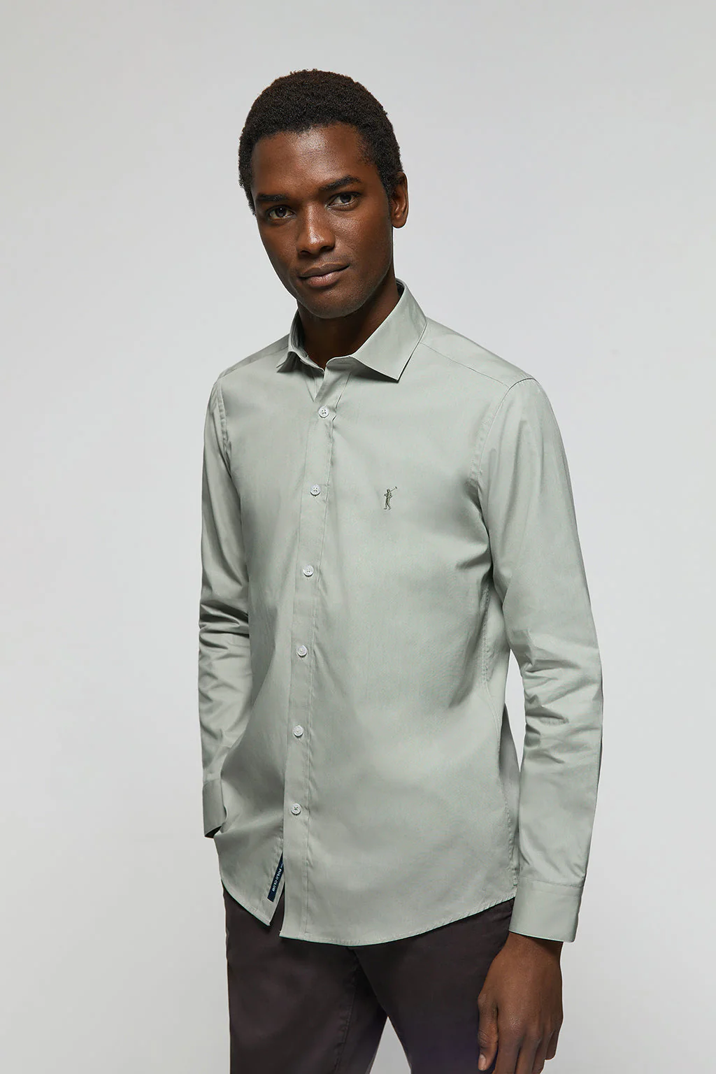 Camisa Slim de popelín verde jade con logo Rigby Go - Image 4