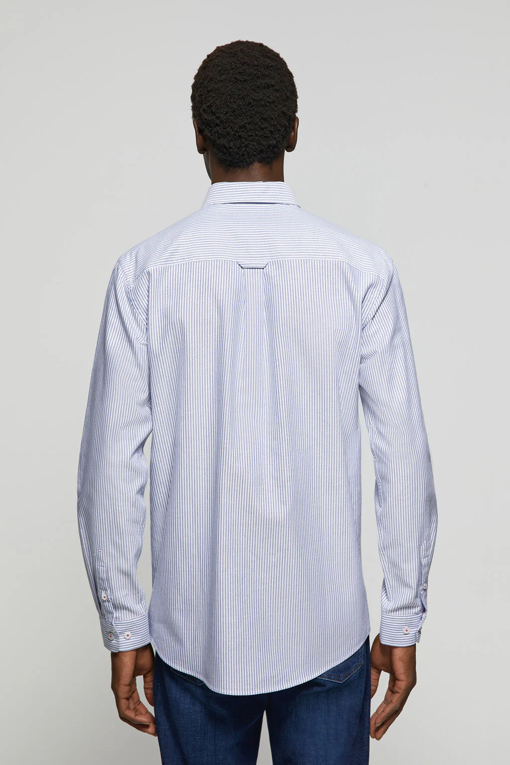 Camisa Oxford de rayas azul marino con logo Rigby Go - Image 4