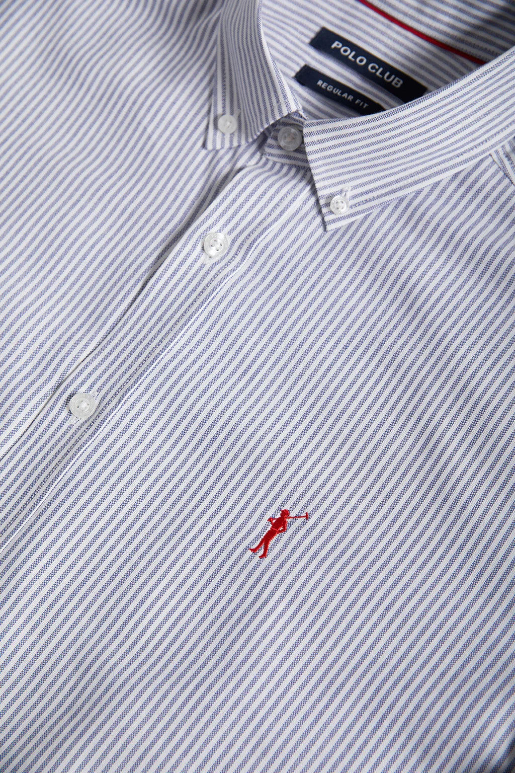Camisa Oxford de rayas azul marino con logo Rigby Go - Image 6