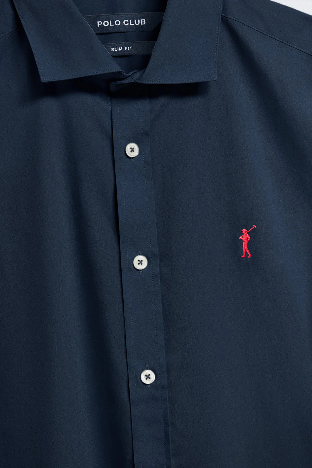 Camisa slim de popelín azul marino con logo bordado Rigby Go - Image 6