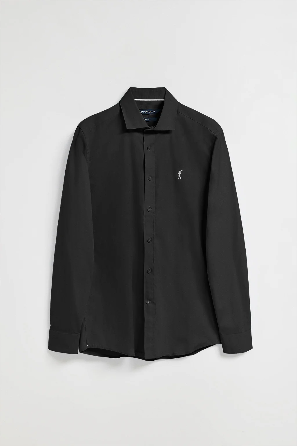 Camisa slim de popelín negra con logo bordado Rigby Go - Image 9