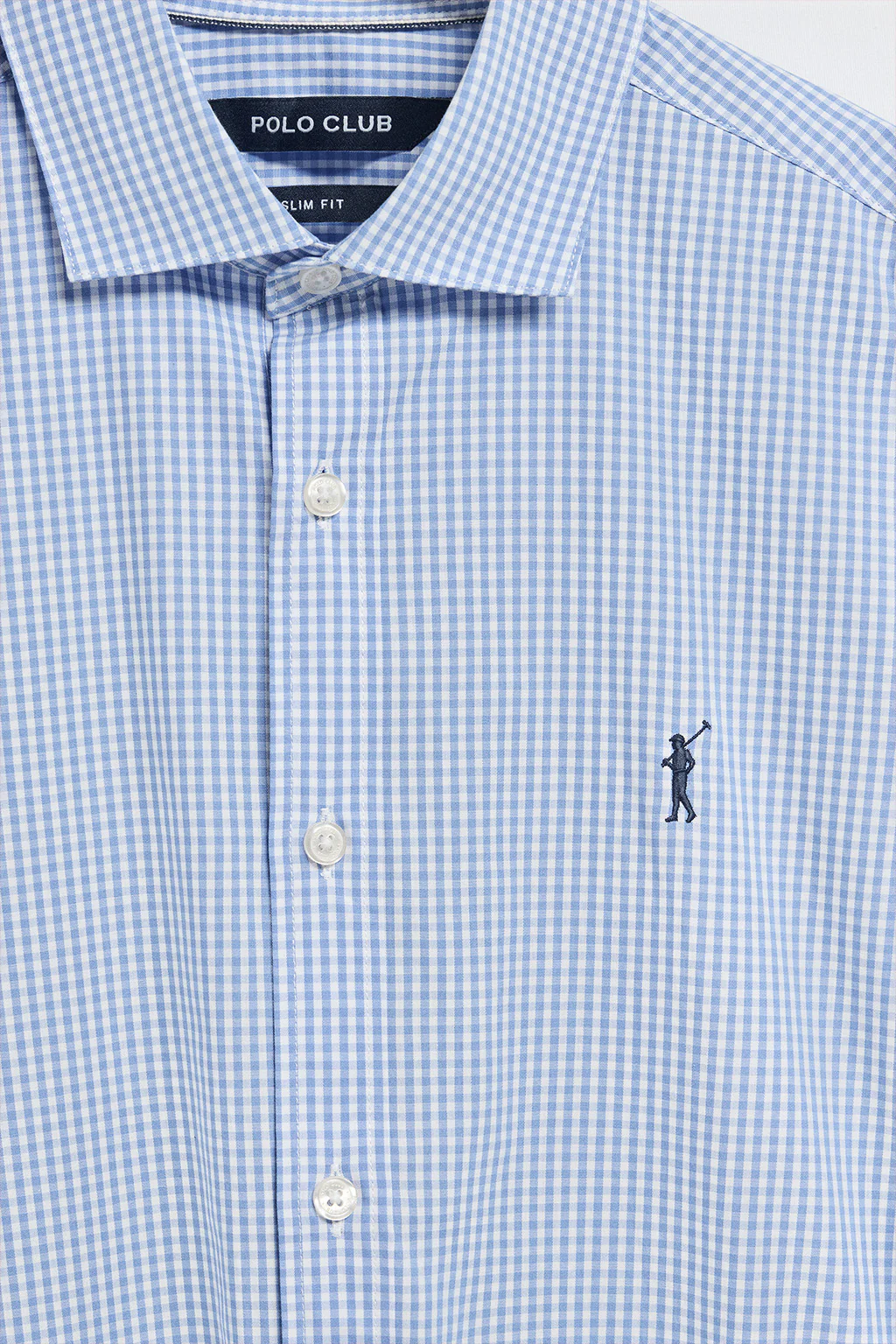 Camisa slim cuadro vichy azul de popelín con logo bordado Rigby Go - Image 10