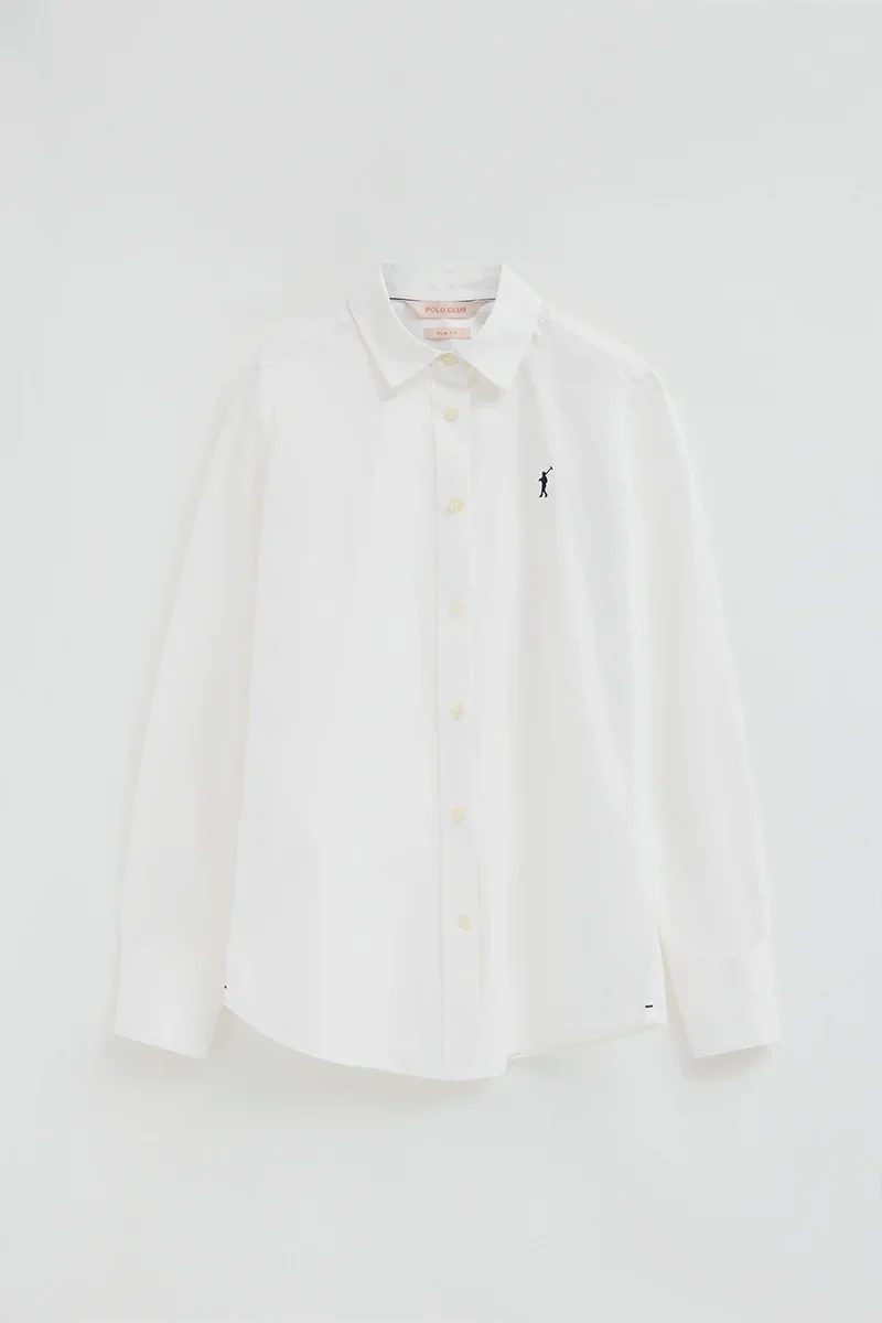 Camisa de popelín blanca con corte slim y bordado Rigby Go - Image 7