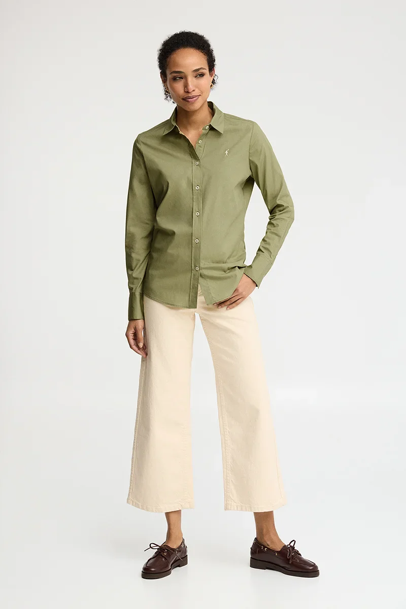 Camisa de popelín verde hoja con corte slim y bordado Rigby Go - Image 3