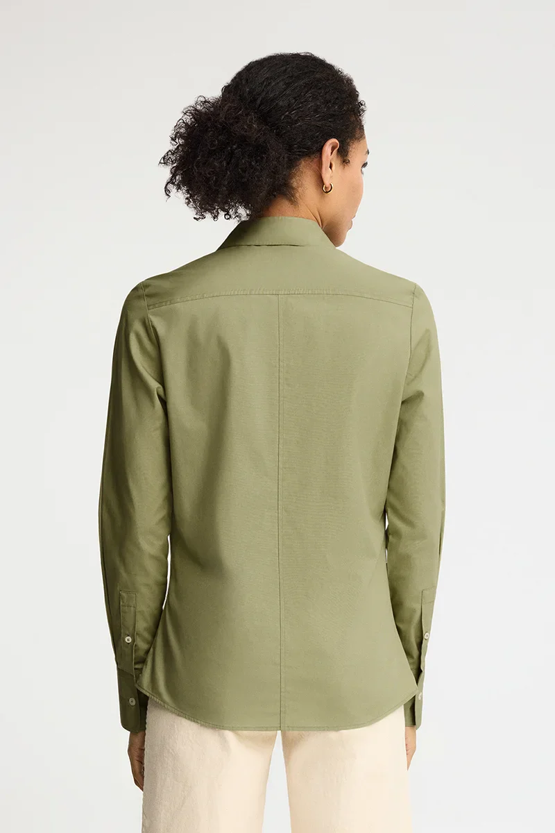 Camisa de popelín verde hoja con corte slim y bordado Rigby Go - Image 5