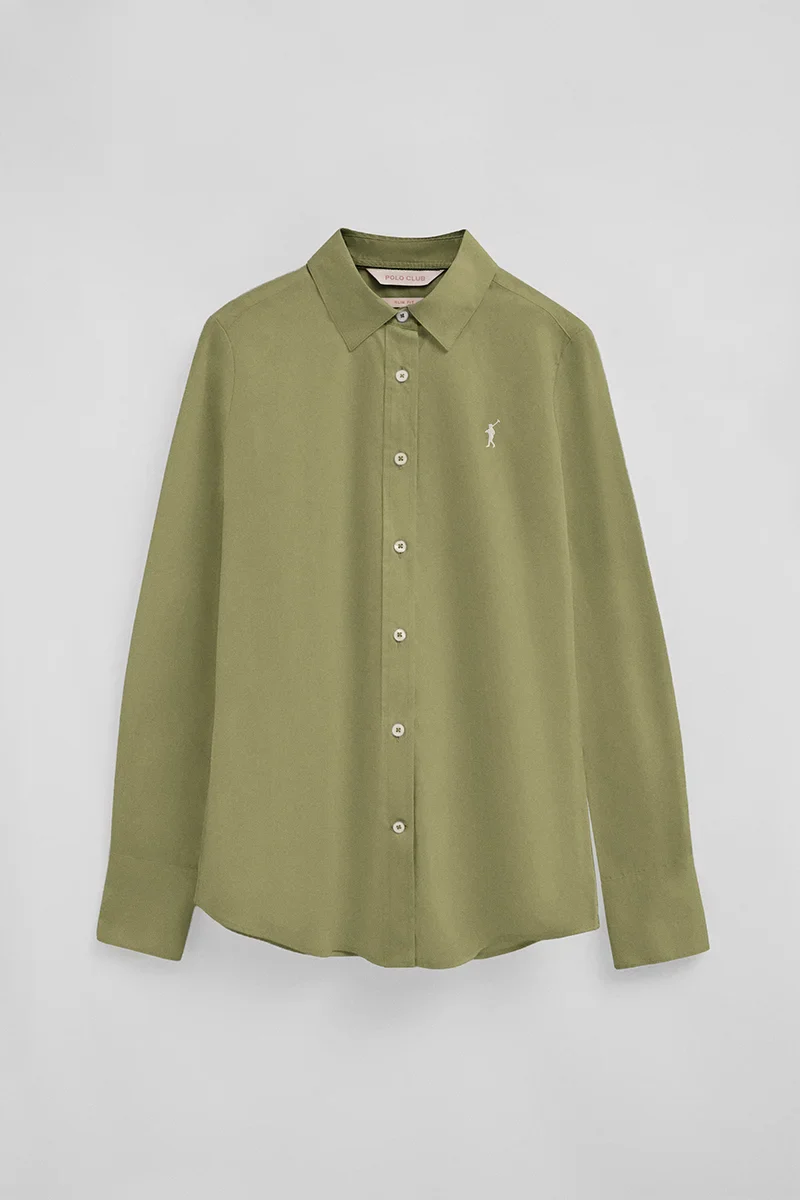 Camisa de popelín verde hoja con corte slim y bordado Rigby Go - Image 6