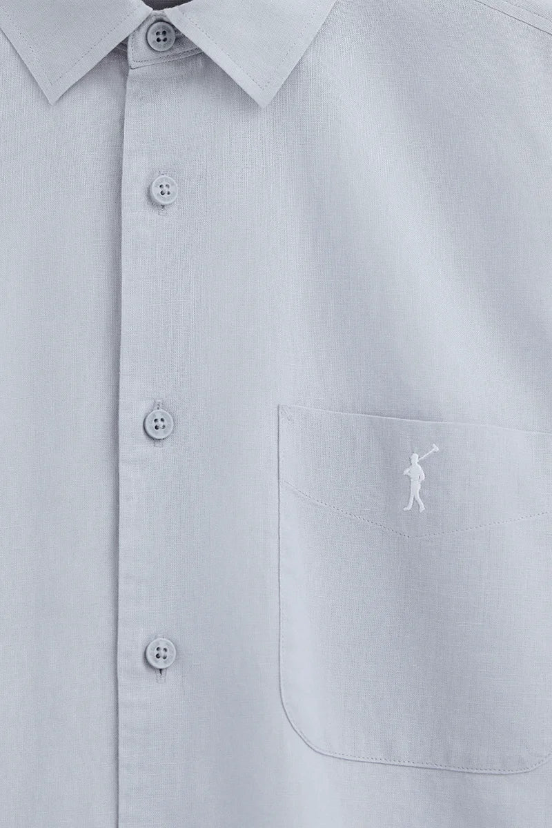Camisa cotolino azul claro de manga corta y corte regular con logo Rigby Go - Image 7