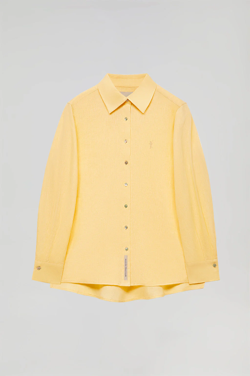 Camisa de lino amarillo empolvado con detalle bordado Rigby Go - Image 6