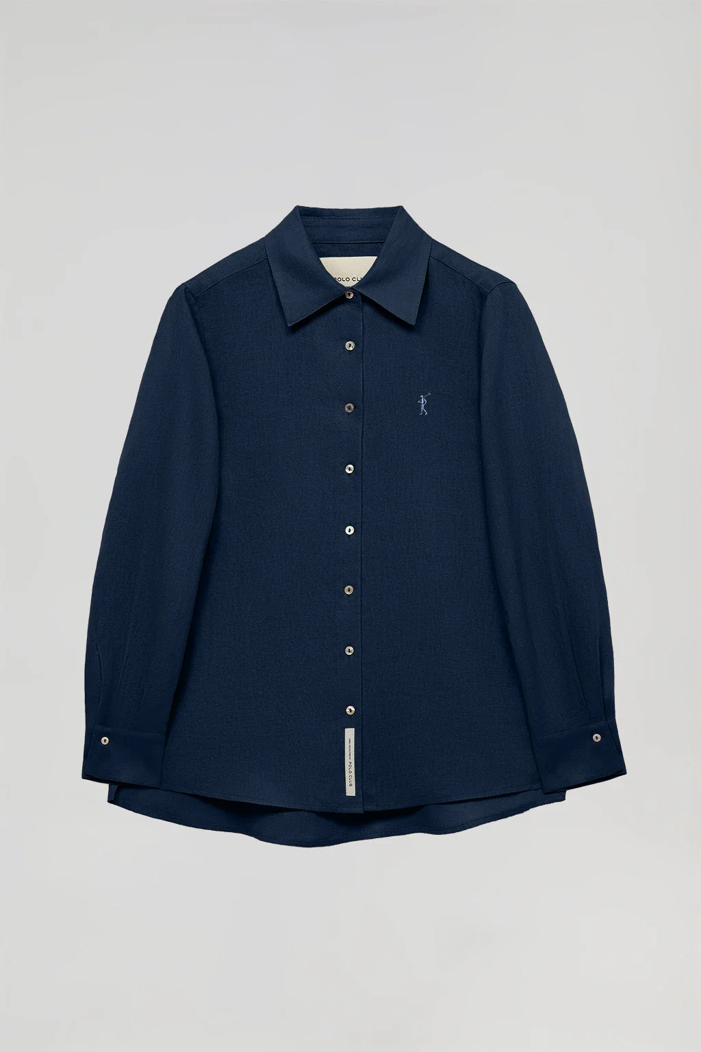 Camisa de lino azul marino con detalle bordado Rigby Go - Image 11