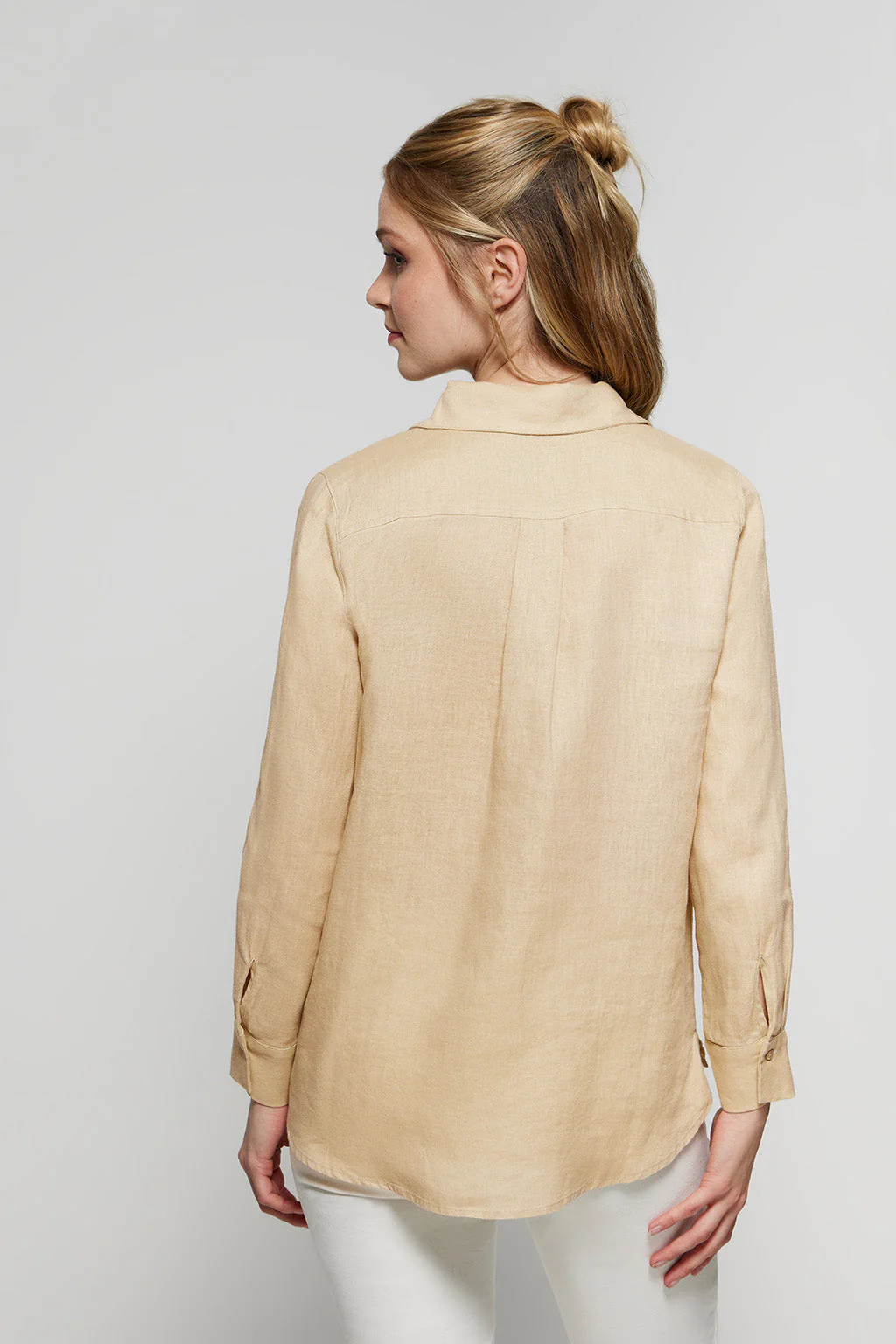 Camisa de lino beige con detalle bordado Rigby Go - Image 5