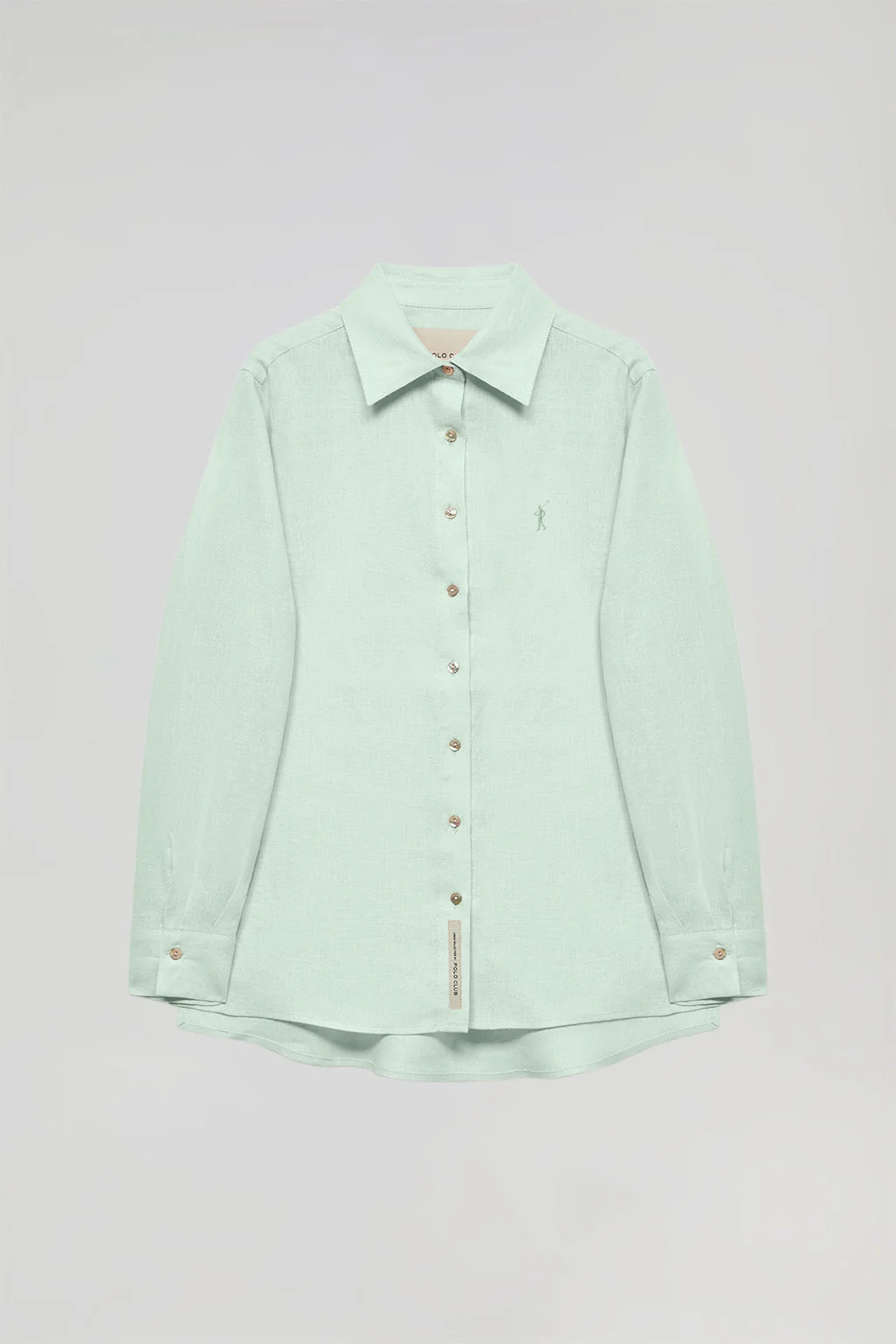 Camisa de lino verde empolvado con detalle bordado Rigby Go - Image 11