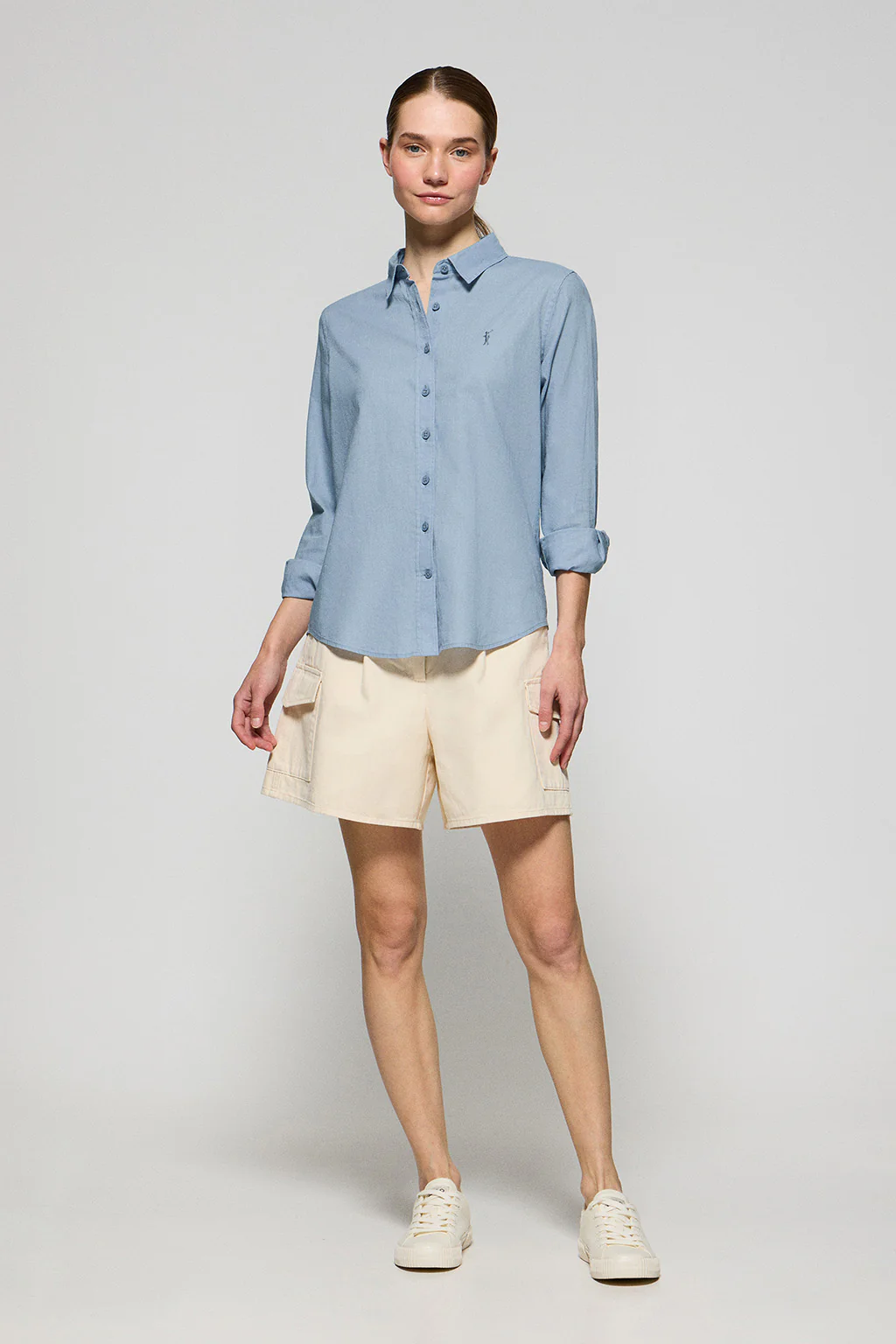 Camisa azul celeste de lino y algodón regular fit con bordado Rigby Go - Image 3