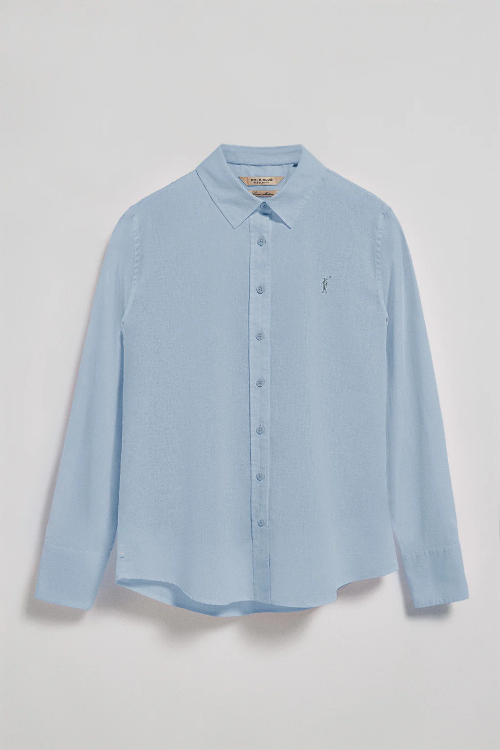 Camisa azul celeste de lino y algodón regular fit con bordado Rigby Go - Image 5